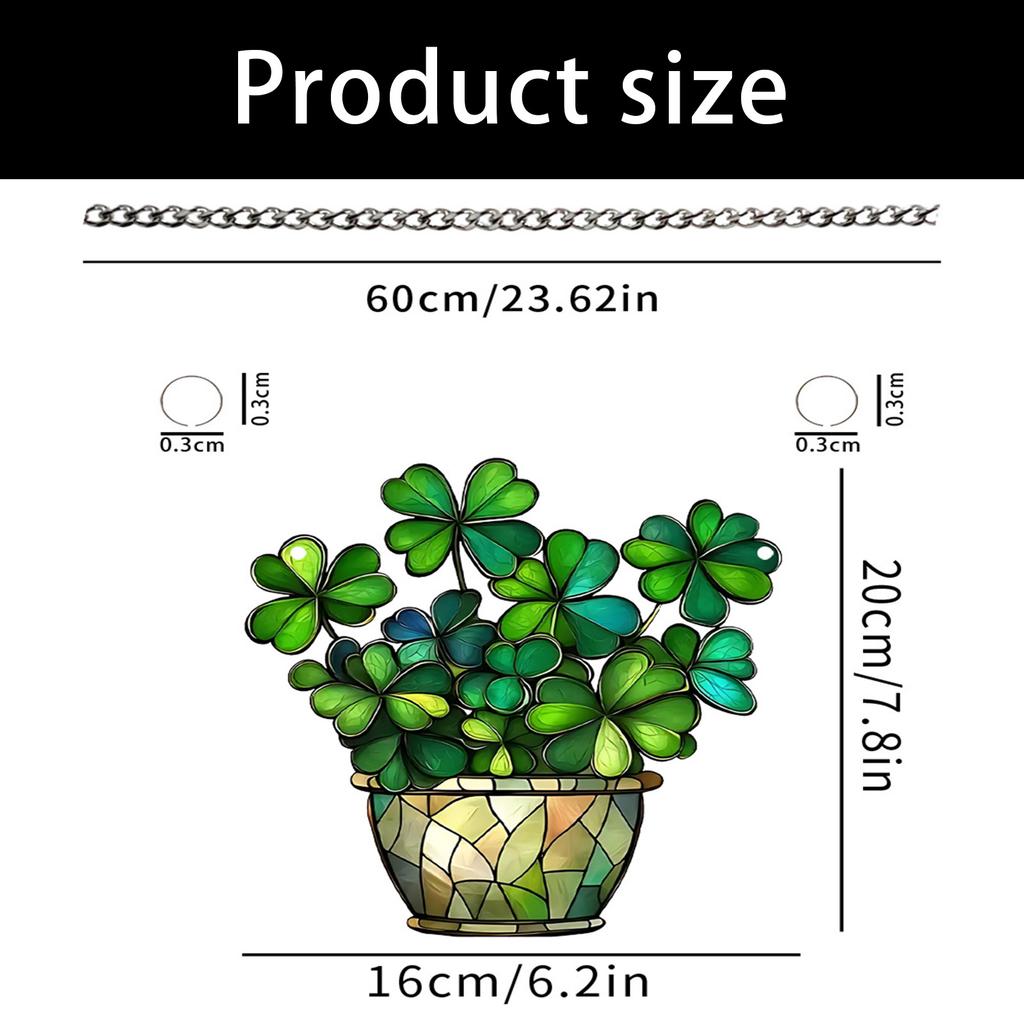 Stained Glass Window Hanging,Green Clovers Sun Catchers Colorful Window Panel Bless Suncatchers Decors Home Decors