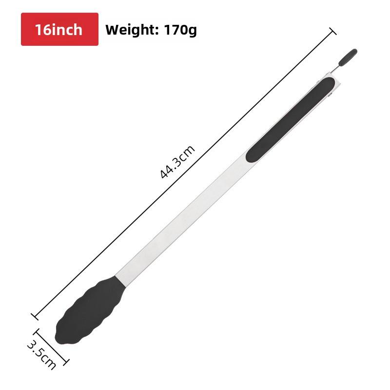 Stainless steel silicone food tongs tool, thickened heat-resistant kitchenware, barbecue tongs, grilled steak food tongs,
