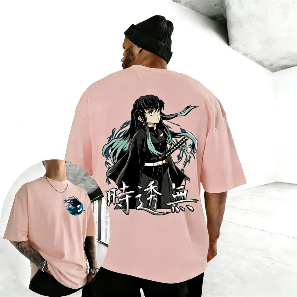 Unisex T-shirt Demon Slayer Muichiro Tokito 2026 Summer Harajuku Anime Printed Round Neck Loose Casual