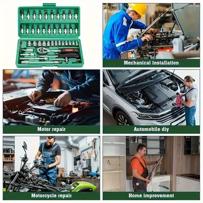 46-piece Socket Wrench Set Automobile and Motorcycle Set Household Hardware Combination Toolbox