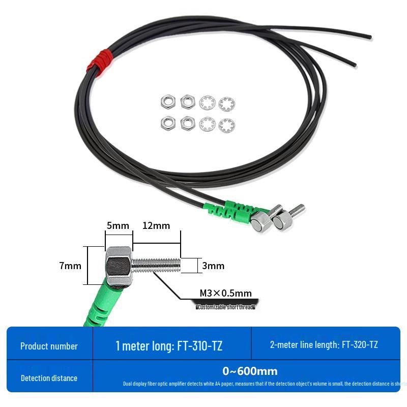 High-Speed M3M4M6 Fiber Optic Sensor with Diffuse Reflection, Through-Beam, Elbow, Straight Head, & Coaxial Probe
