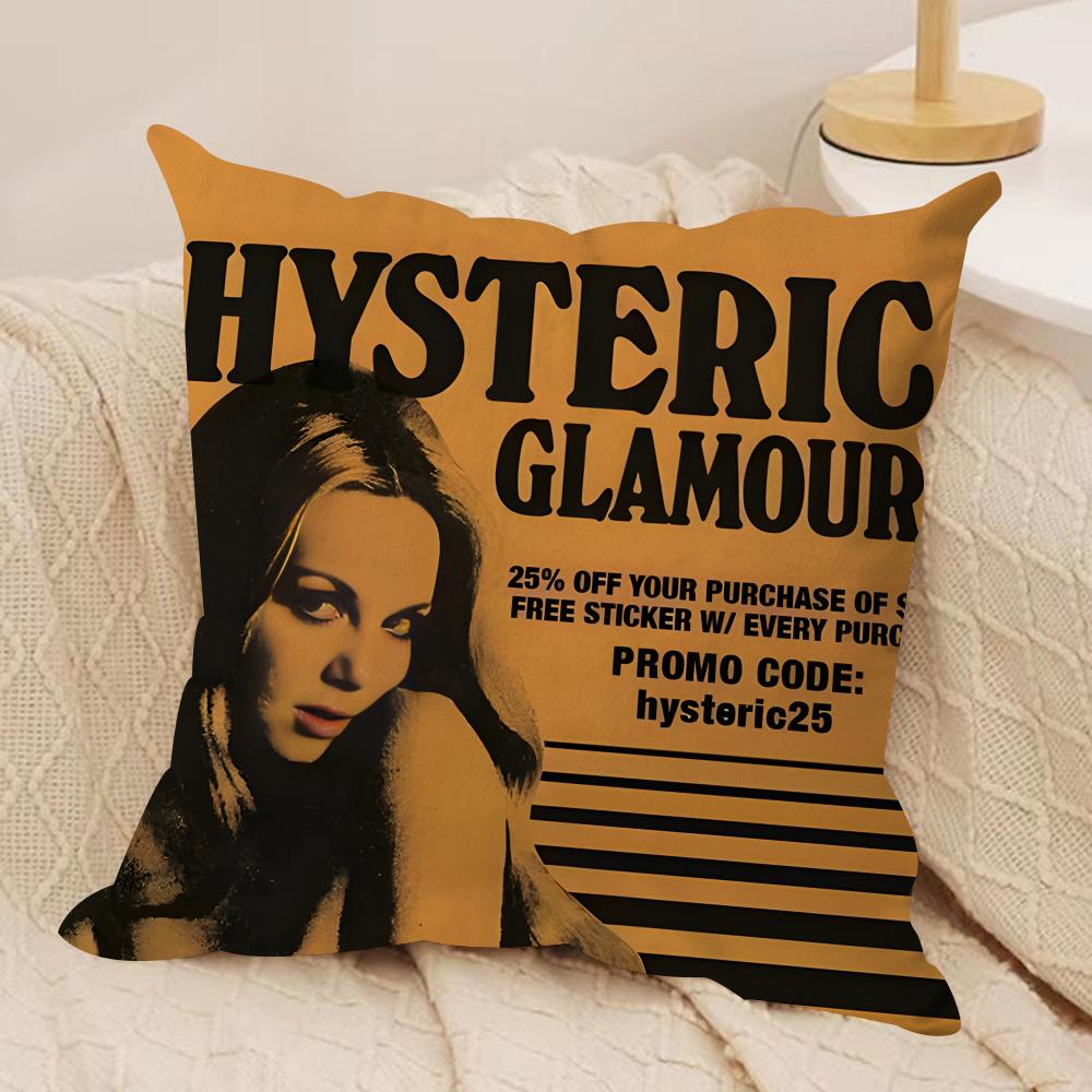 H-Hysterics Glamour Girl Cushion Cover Silky Short Plush Invisible Zipper Dustproof Sofa Pillow Case For Home Decor