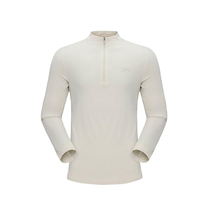 

Under Armour SS25 Commute Series Outdoor Breathable Comfortable Stand Collar Long Sleeve T-Shirt Men Tops Millet-White 15117217-0111