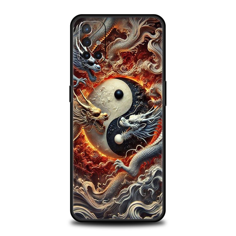 Phone Case For Oneplus 13R 13 12 10T 11 R10 Nord N100 N200 N10 9 9R CE 2 3 Z Pro Lite Soft TPU Chinoiserie Loong Flower Dragon