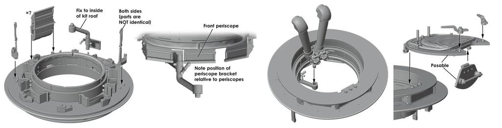 Rad Miniature WW2 German Observation Tank Type J Late Model Cupola with Crab Goggles Plastic Model Parts RDM35S45 1/35 Sturmgeschütz III/IV/IV