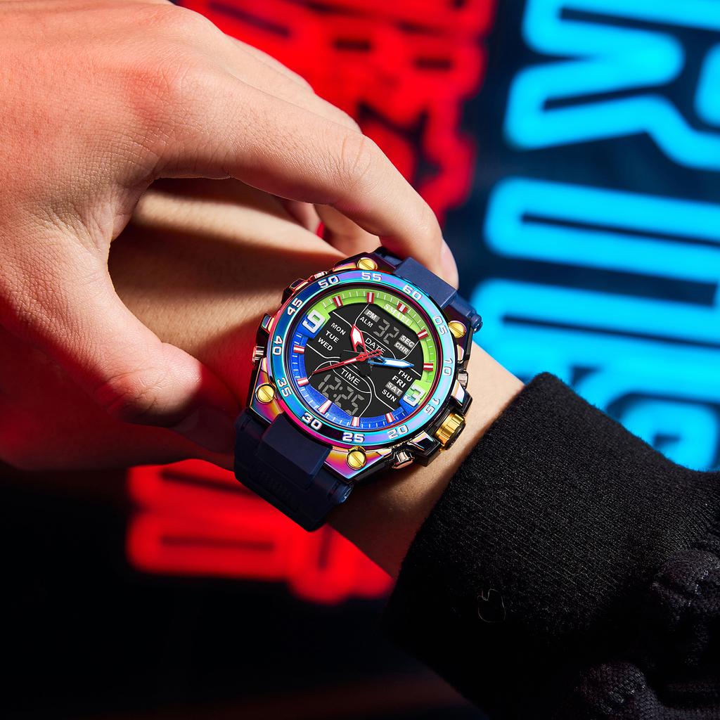 Brand 8138 Waterproof Alloy case Watch Alarm Clock night light Young Fashion business Quartz Sport Wristwatches