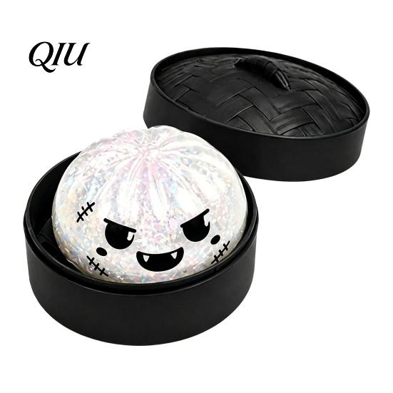 Portable Dumpling Toy Halloween Stress Relief with Steamer, Glitter Ball Fidget Party Favors Toy, Anxiety Relieving Steamed Bun Squeeze for