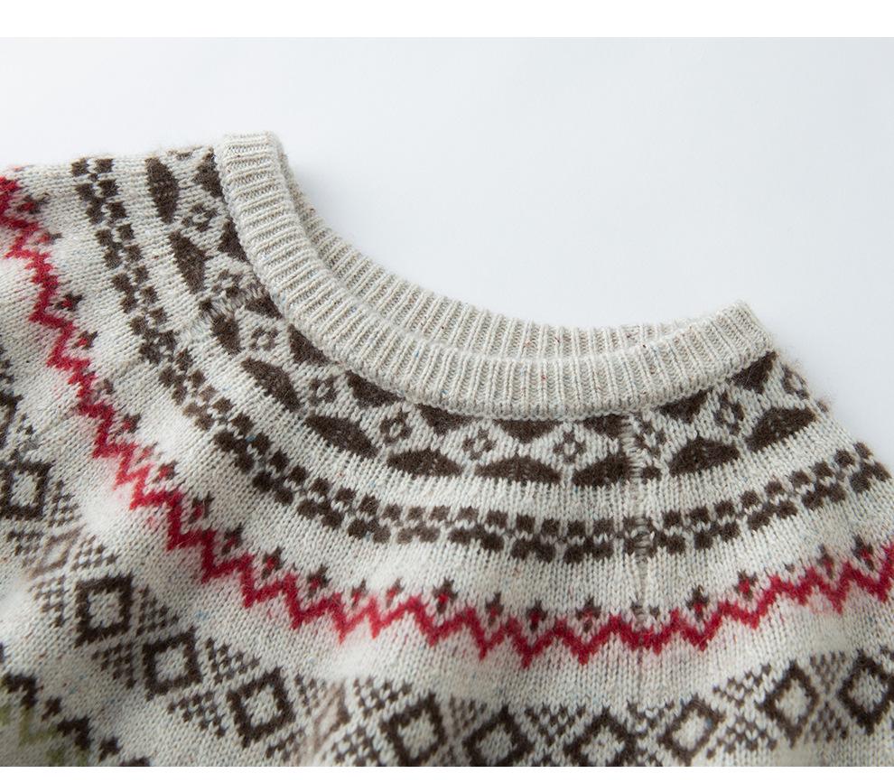 Women's 2026 Winter Fair Isle Cashmere Round Neck Sweater - Gentle Style, Thick & Warm Base Layer.