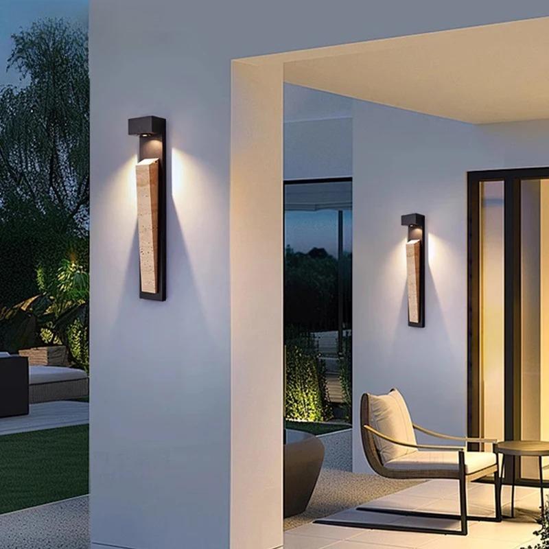 IP65 Outdoor Waterproof Wall Lamp Natural Stone Garden Balcony Porch Villa Decorative Lighting