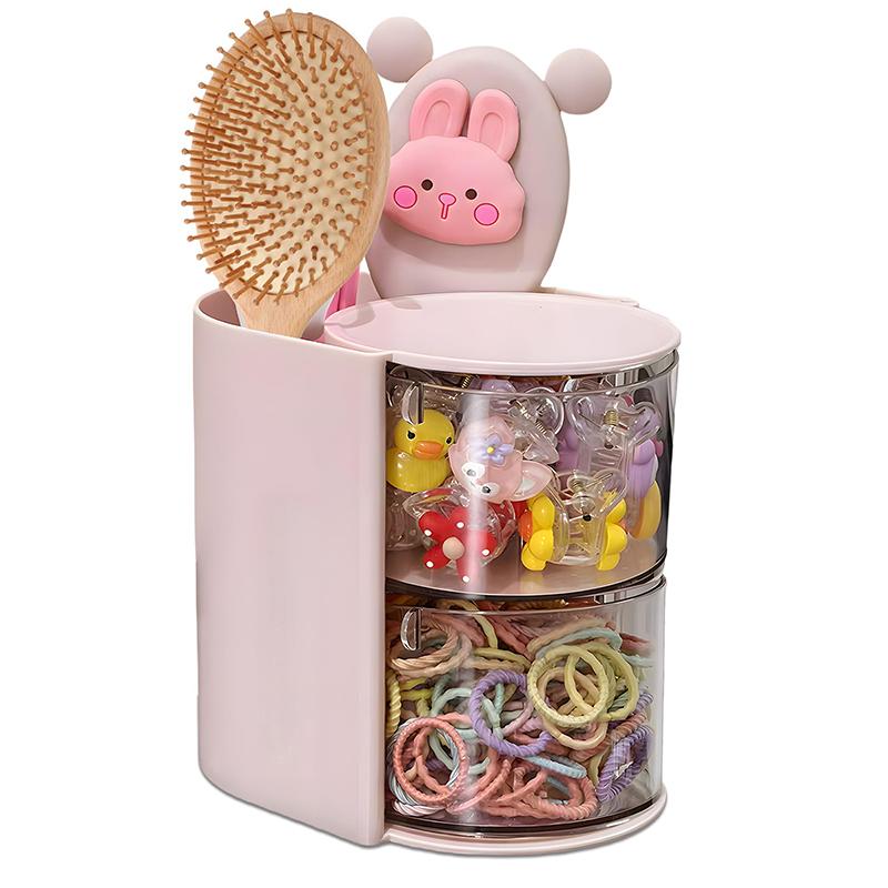 Hair Accessories Organizer With Hair Brush Holder, Rotatable Makeup Brush Holder