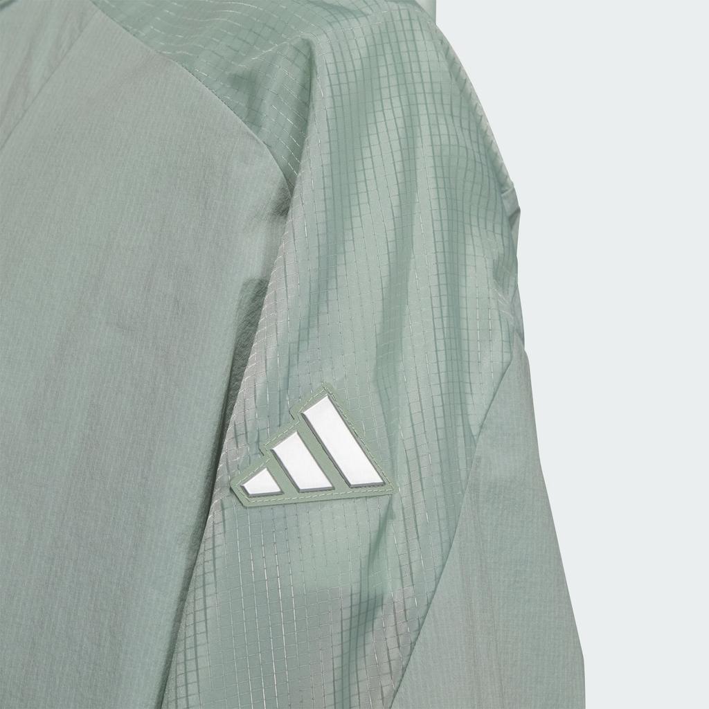 Adidas Modern Tech Woven Water-Resistant Hooded Solid Color Puff Sleeve Long Sleeve Jacket Women Jacket Silver-Green Metallic-Silver JZ1657