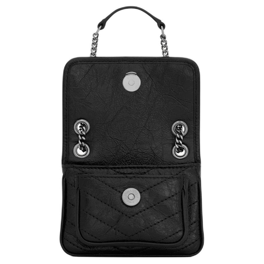 Saint Laurent Niki V Stepp-Leder Mini-Handtasche Mit Magnetverschluss Damen Handtaschen Schwarz 823951-0EN04-1000