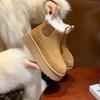 Bottes de neige Chelsea pour femmes hiver 2024 nouvelles velours épaissies chaudes antidérapantes à semelles épaisses élastiques bottes en coton du Nord-Est