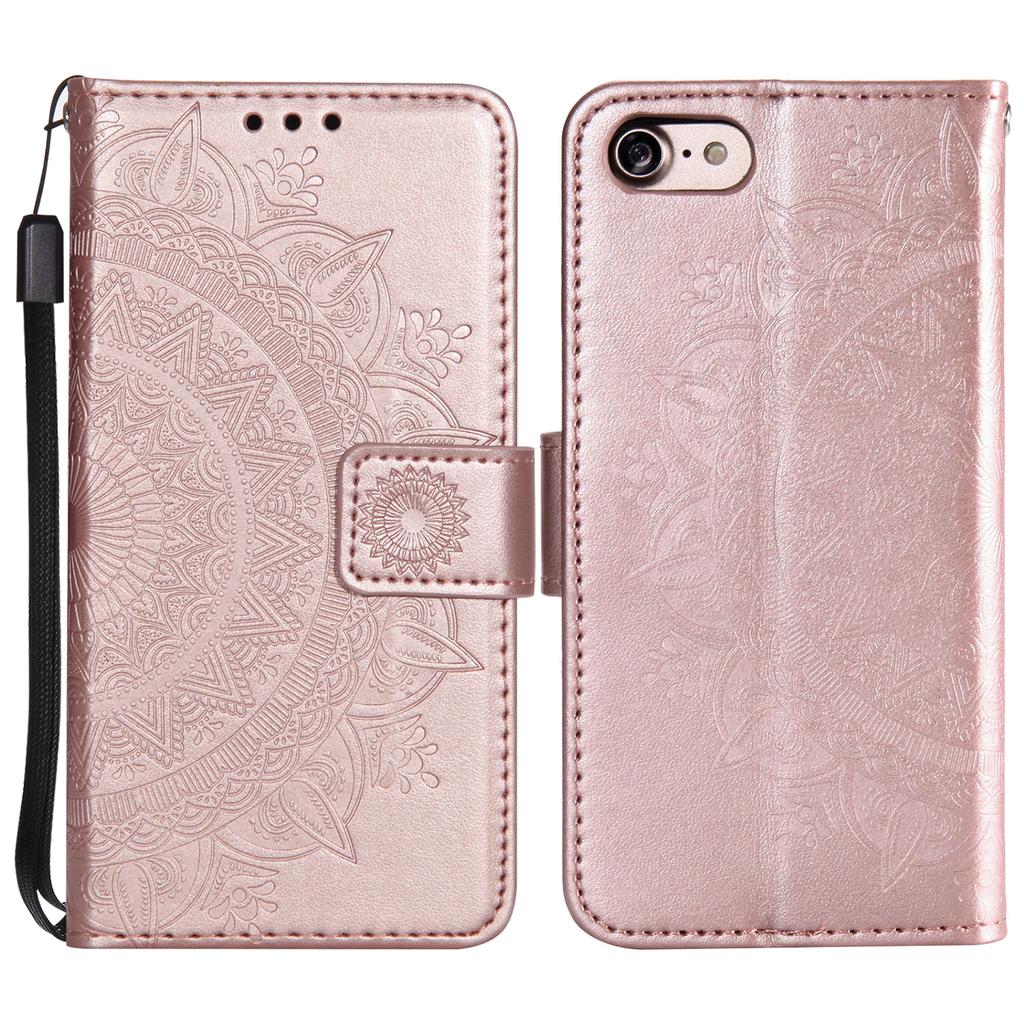 For iPhone 16e Stand Case Imprinted Totem PU Leather Wallet Phone Cover