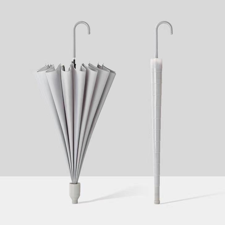 

Новый маленький и свежий 16-спицевый водонепроницаемый зонт с кожаным куполом и изогнутой ручкой, однотонный зонт с длинной ручкой плюс