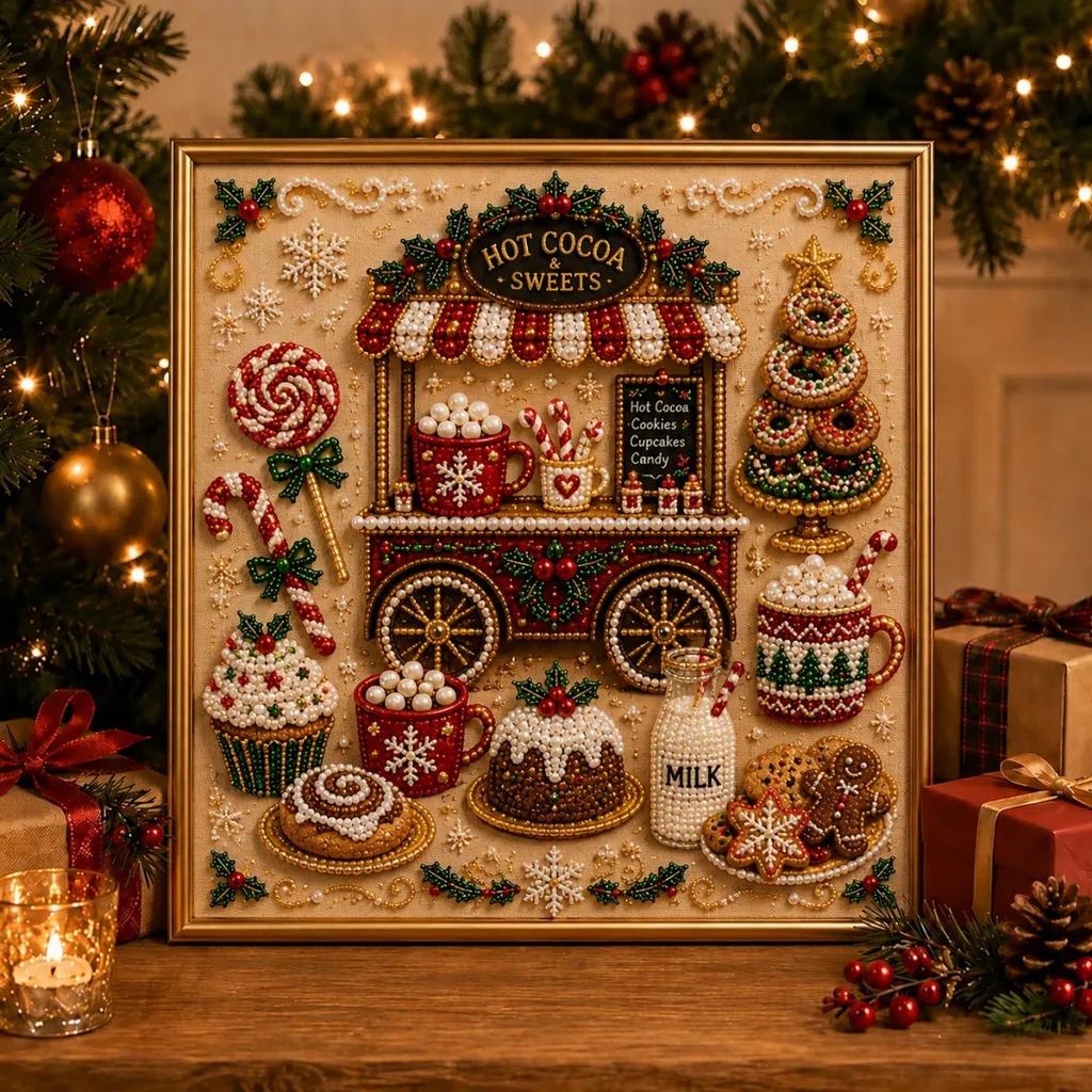 Weihnachts 5D Perlen Diamant Malerei Kit DIY Hirsch Weihnachtsmann Baum Kunst Handwerk zum Aufhängen an der Wand Heimdeko Party Szene Gestaltung