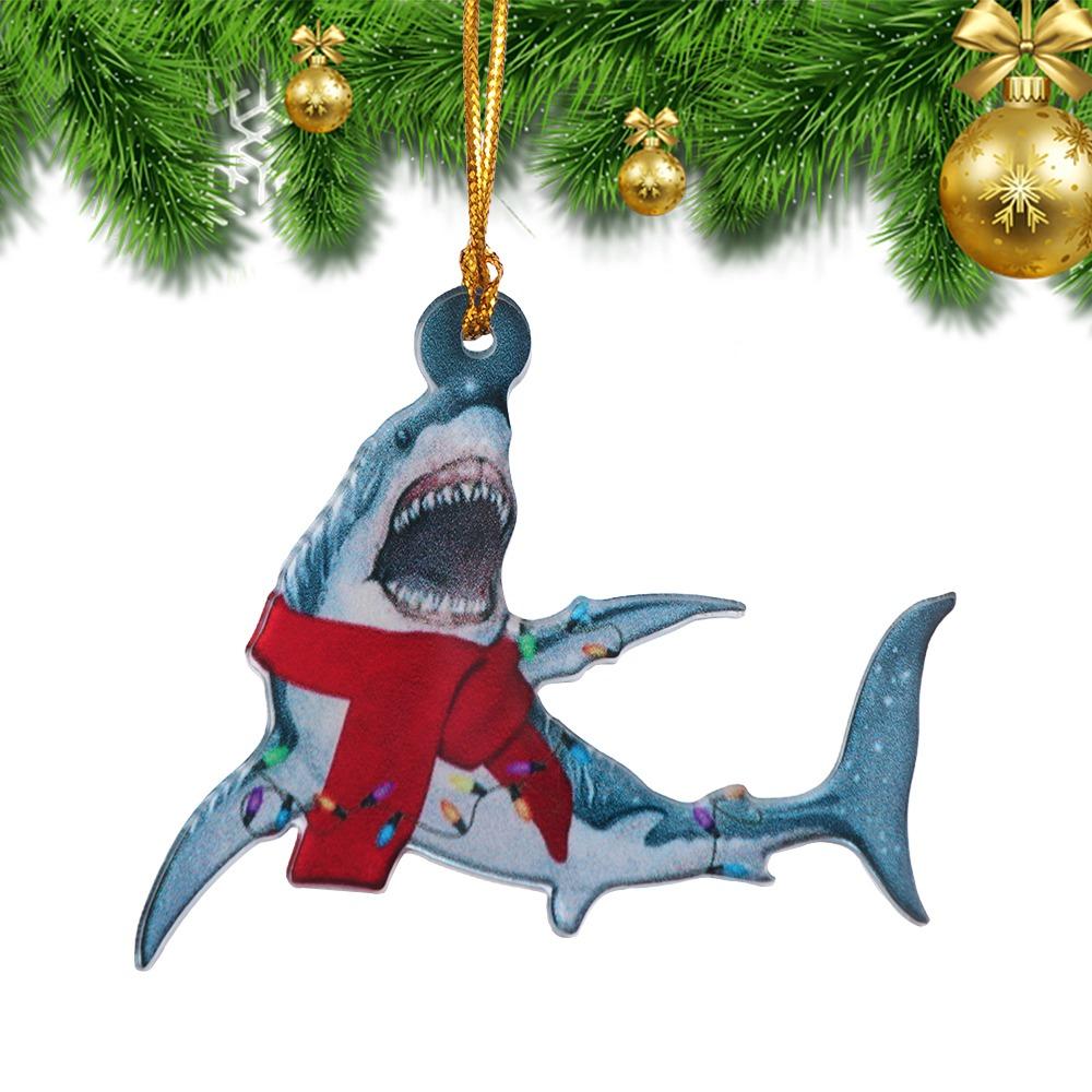 Hangings Christmas Shark Pendant Acrylic Christmas Tree Decoration  New Year