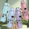 1PC Space Astronaut Cartoon Figure 750ml Color Plastic Sports Water Bottle Leakproof Flip Straw Lid Suitable for Sports Office Home Use