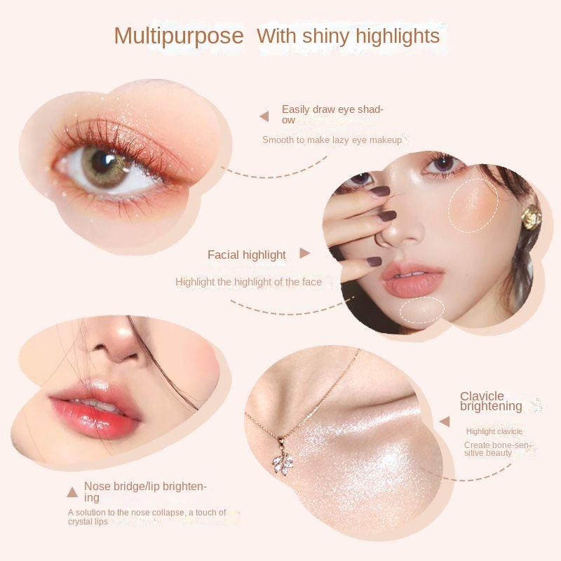 2-in-1 Doppelkopf-Lidschattenstift, Hochlichtstift, Perlglanz-Seidenraupen-Lidschattenstift, langlebig, wasserdicht, helles Pigment, Kosmetik, Anfänger muss