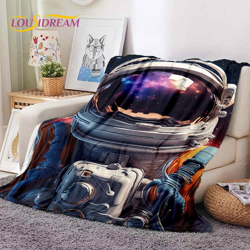 Astronaut Dream Universe Spaceman 3D Outer Space Cartoon Soft Blankets,Throw Blanket for Picnic Beds Home Bedroom Cover Kid Gift
