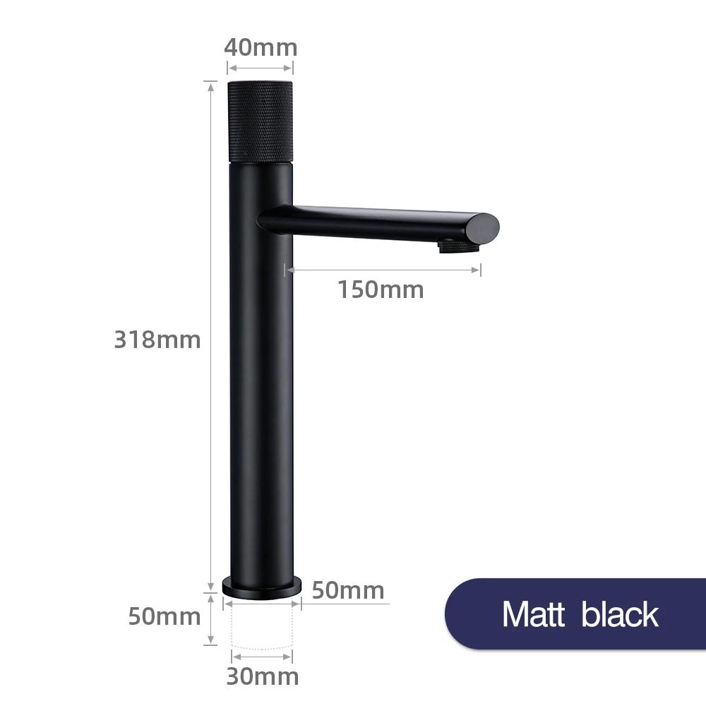 Knurled Faucet Matte Gold Basin Faucet Bathroom Tap Single Handle Hot and Cold Sink Faucet Knurled Mixer Brass Material