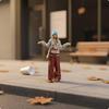 1:64 Miniature Girl Figure Photo Props Autumn Street Scene Model Realistic