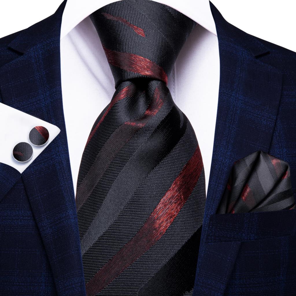 Hi-Tie Cravatta da Matrimonio a Righe Floreali Bordo per Uomo Nuova Cravatta da Uomo Designer Fazzoletto Gemelli Festa di Lavoro Dropshipping