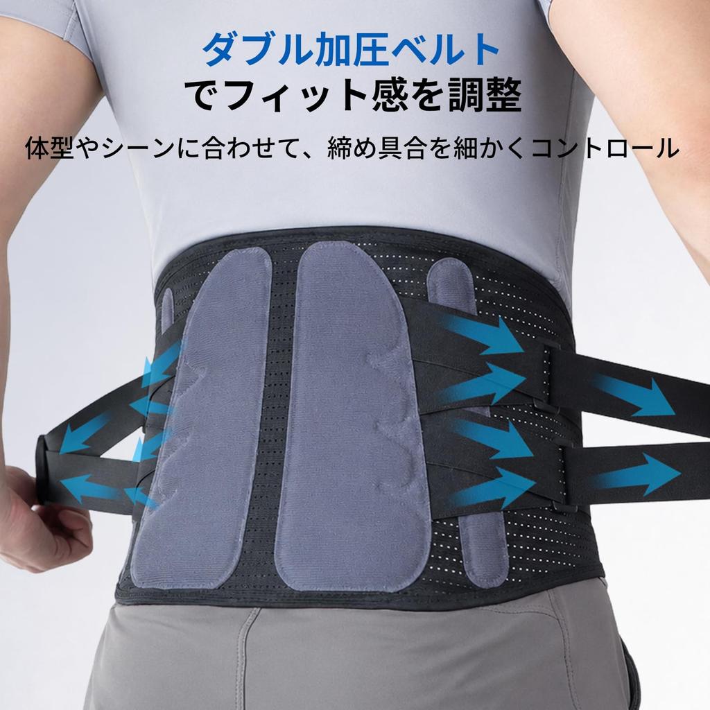 Lower Back Support Belt – 6-Point 3D Support, Secure 360° Stabilization, Heavy-Duty Brace/Hard Corset, Adjustable Compression, Unisex (Size M)