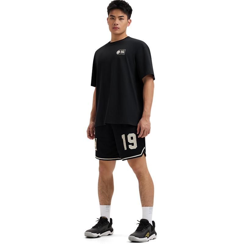 Under Armour Heavyweight Hoops Courtside Short Sleeve Short Sleeved T Shirts Men's Black 1390191-001