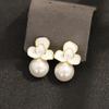 New Product Temperament, White Oil-dripping Petal Earrings, Gold-plated Large Pearls, Versatile Without Pierced Earrings, Earrings, Women's Models