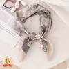 British-style Wool Silk Scarf for Women, INS Style Design, Textured 65-degree Herringbone Pattern Silk Square Scarf, Neck-tie Square Scarf