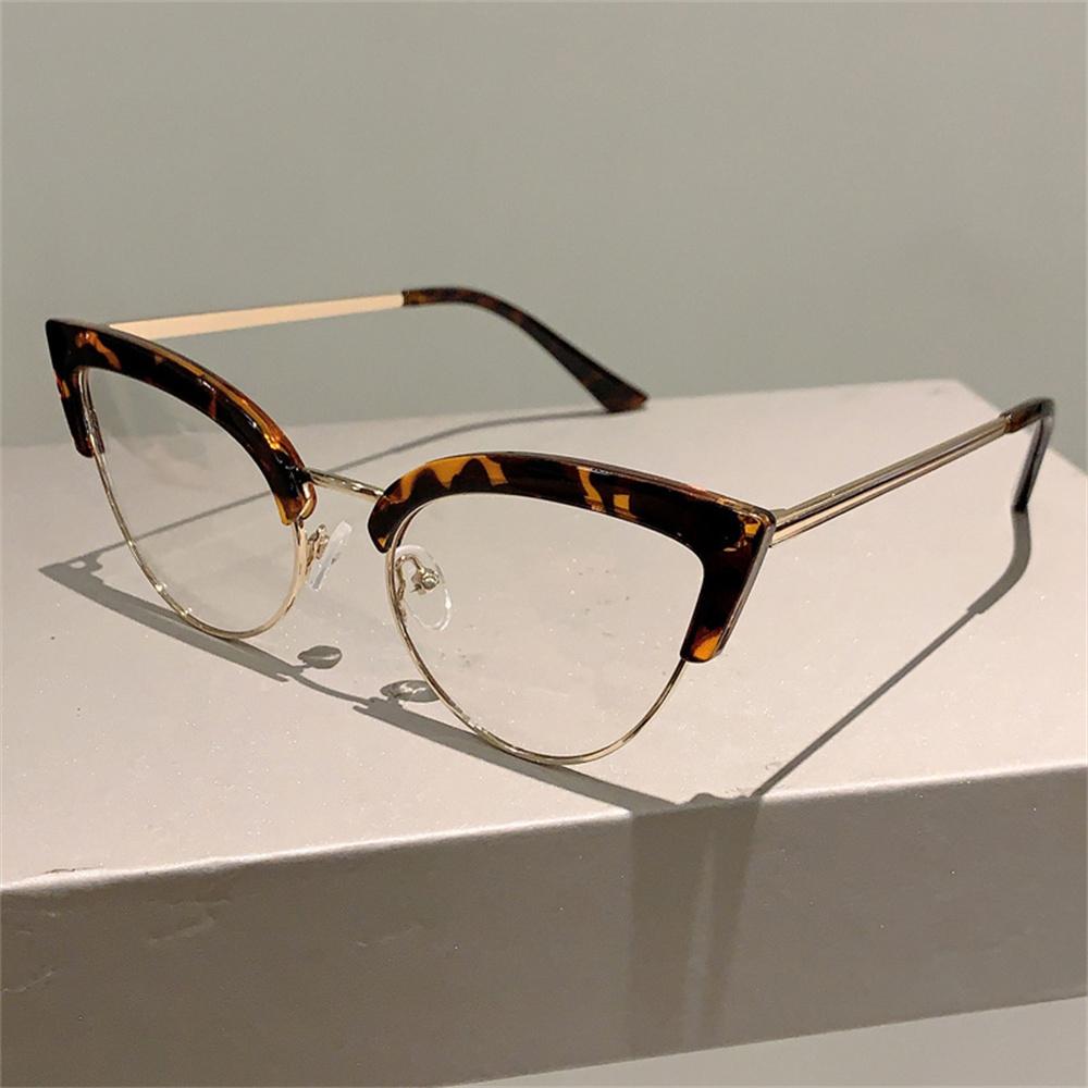 Retro Cat Eye Glasses Women's Image Eyeglasses Anti Blue Light Metal Frame Transparent Eyeware Fashion Fake Glasses Girl Gifts