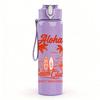 1PC Aloha Palm Beach Retro Text 750ml Color Plastic Sports Water Bottle Leakproof Flip Straw Lid Suitable for Sports Office Home Use