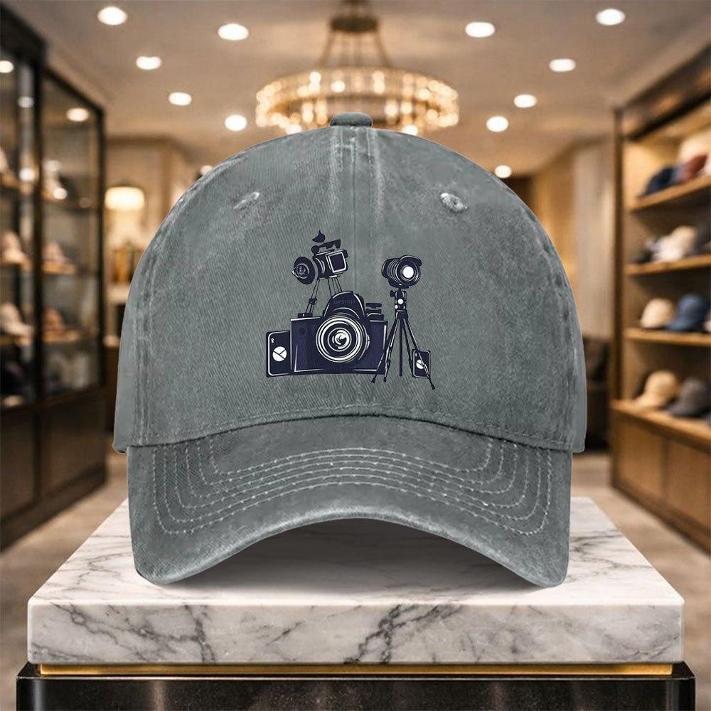 Vintage Camera Baseball Cap Adjustable Street Hat for Outdoor Sports Casual Wear