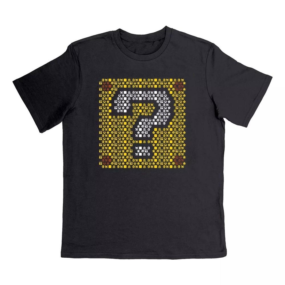 Retro Racing Game Inspired Graphic Tee Question Icon Black XL Unisex T-Shirt S
