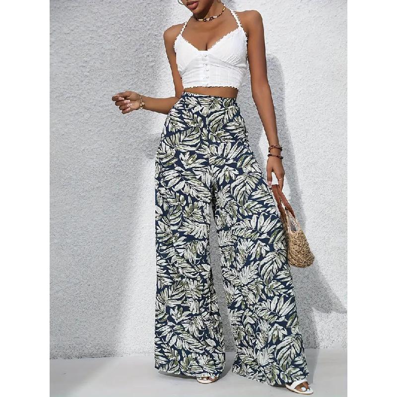 2026 Summer Casual Pants Printed Wide-Leg Pants New Women's Fashion