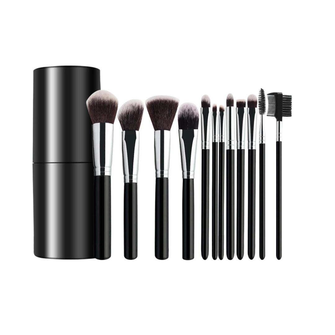 

UPLUS 12-Piece Makeup Brush Set, Soft Bristles for Blush, Eyeshadow, Foundation and Contouring, Complete Set in Portable Bucket, Black чорний