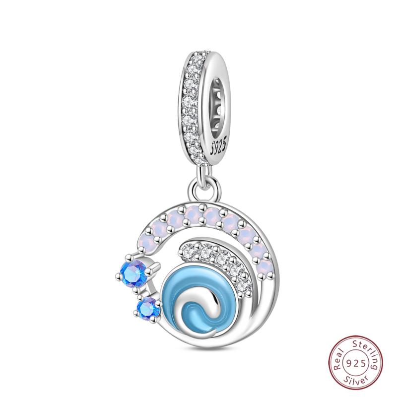 New Original Copper Beaded Bow Charm Blue Beads For Women Exquisite Diy Birthday Jewelry Gifts