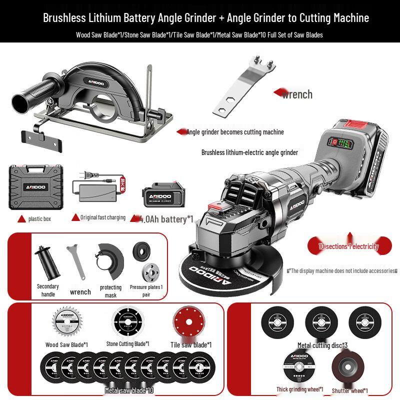 

Arui Shield Brushless Cordless Angle Grinder Kit CN plug (adapter included)