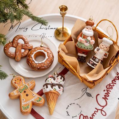 6Pcs Cute Christmas Tree Hanging Decorations Gingerbread-Themed Cookie Ornaments Christmas Kitchen Decor Home New Year 2025