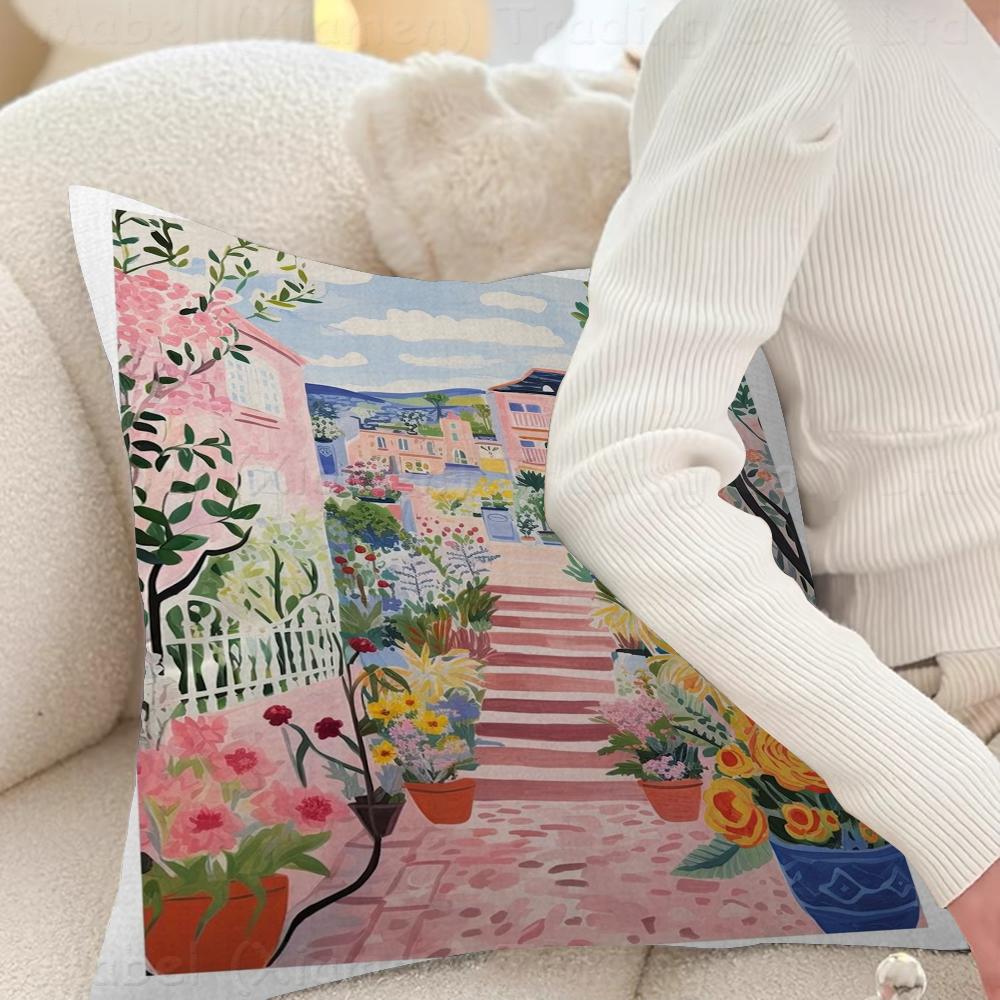 Květinová zahrada Barevný umělecký tisk Polštář Dárky Domácí kancelářské vybavení Ložnice Pohovka Potah na polštář do auta pouzdro 45x45cm