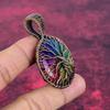 Tree Of Life Rainbow Solar Quartz Druzy Gemstone Pendant Copper Wire Wrap Pendant
