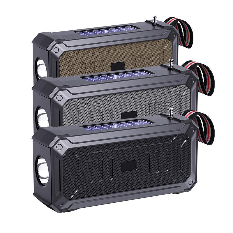 Solar Bluetooth Speaker Flashlight FM Radio TF USB MP3 Music Player Rechargeable