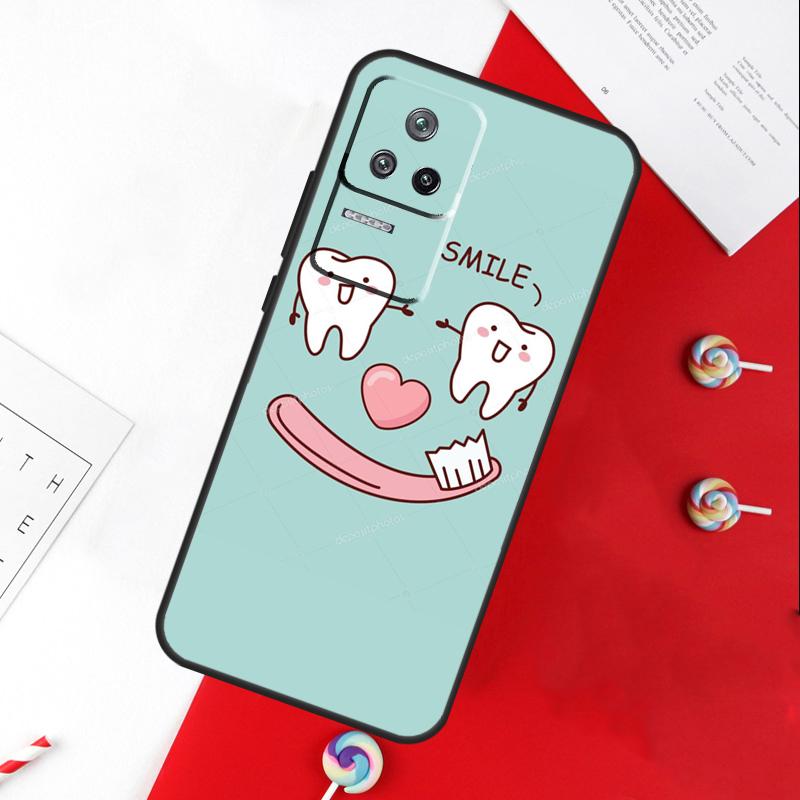 Cartoon Dentist Dental Crowned Teeth Cover For Xiaomi 14T 11T 12T 13T Pro 13 14 15 Ultra POCO X7 Pro X3 X5 X6 F5 F6 M6 Pro Case