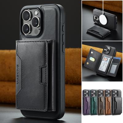 Retro Flip Leather Phone Case For iPhone 16 Pro Max 17 Air 15 Plus 14 13 12 Wallet Cards Magnetic Wireless Charging Back Cover