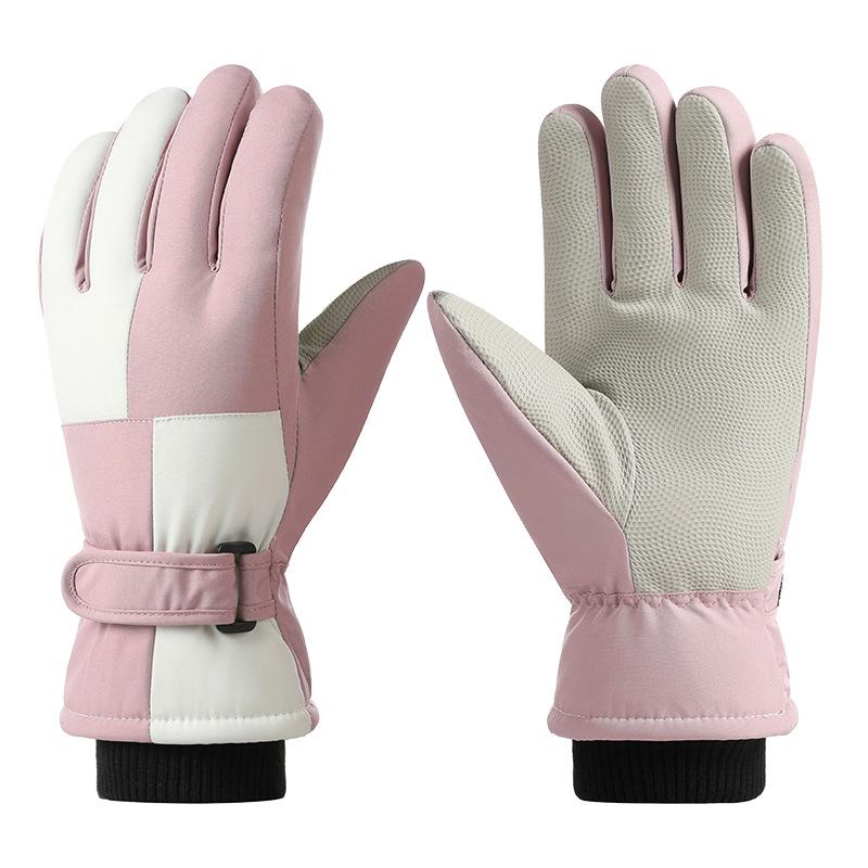 Winter Ski Gloves Thickened Waterproof Touch Screen Plus Velvet Outdoor Cycling Electric Bike Windproof Cold Warm Gloves