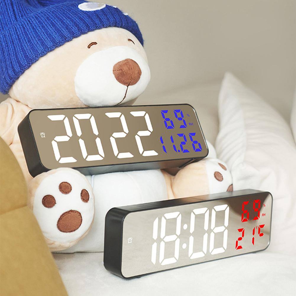Led Digital Wall Clock Large Screen Wall-mounted Time Temperature Humidity Display Electronic Alarm Clock