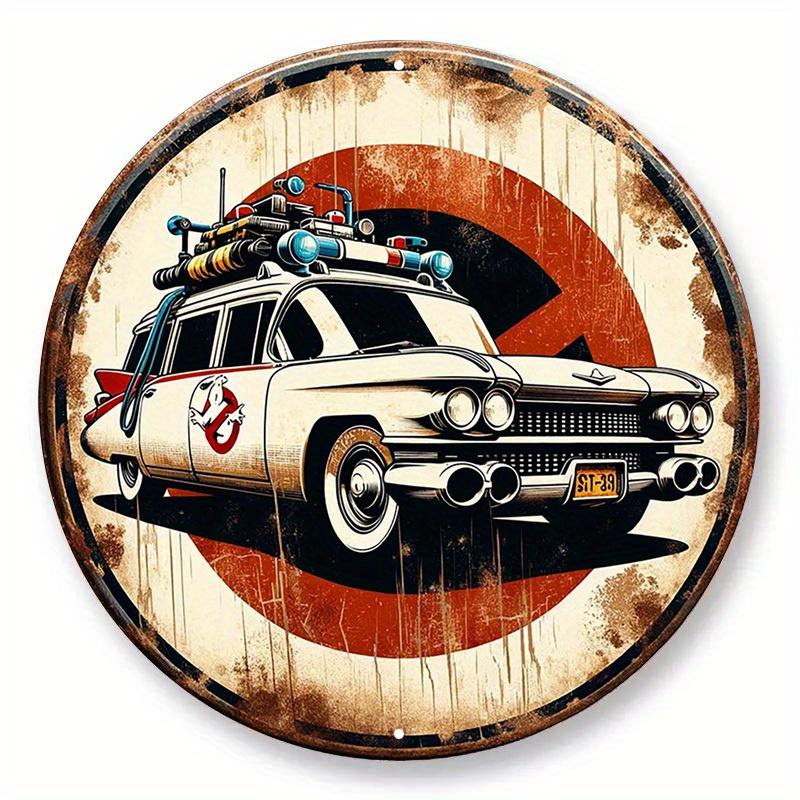 

Знак из металла «Охотники за привидениями» Ecto-1 Car Vintage, круглая настенная живопись из алюминия в стиле ретро, декор для культового автомобиля из фильма, коллекционные предметы для фанатов фильмов 20x20cm белый