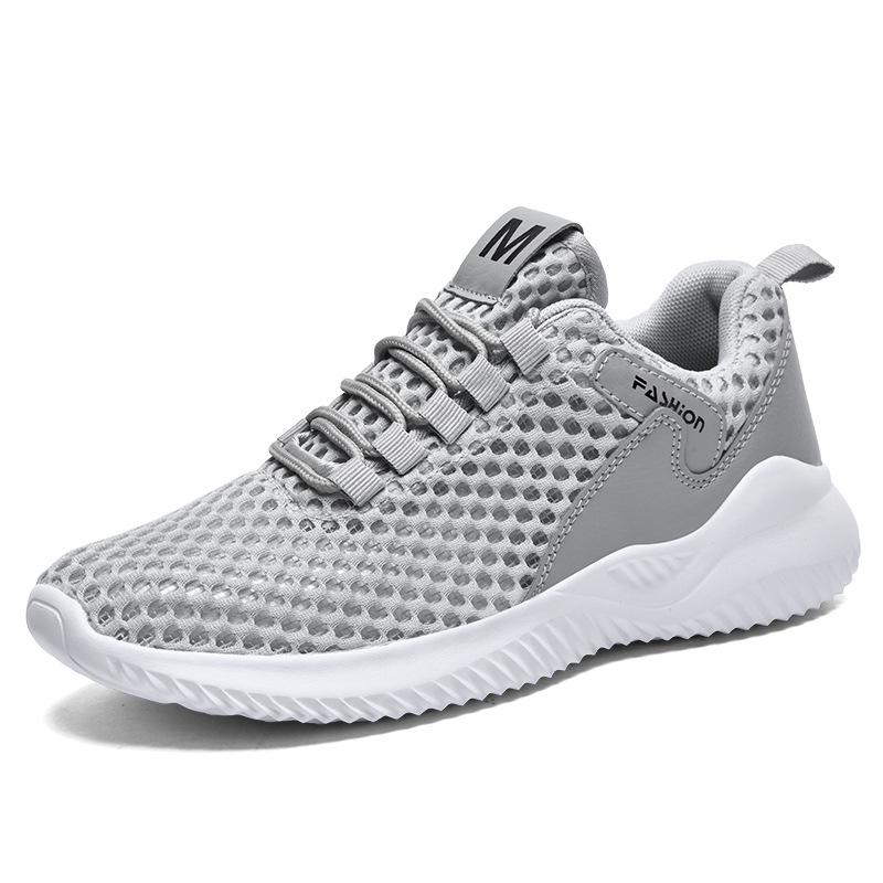 

Мужская обувь, спортивная обувь, летняя полая сетчатая дышащая беговая обувь, обувь большого размера с отверстиями, сандалии с одной внутренней сеткой, увеличивающие рост, обувь 46 серый