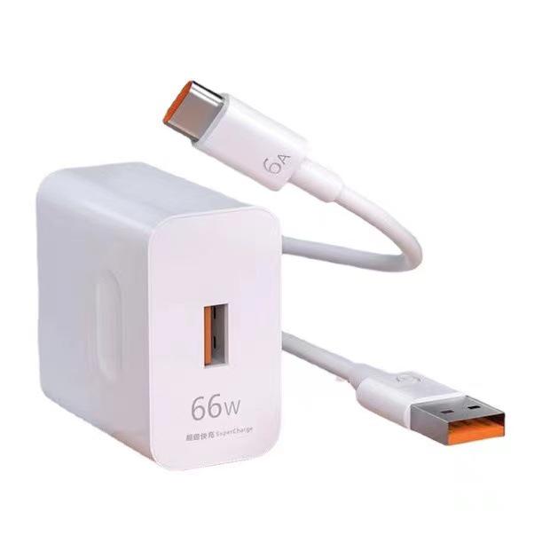 Apple & Huawei 66W Fast Charger Set with 6A Cable, 3C Certified